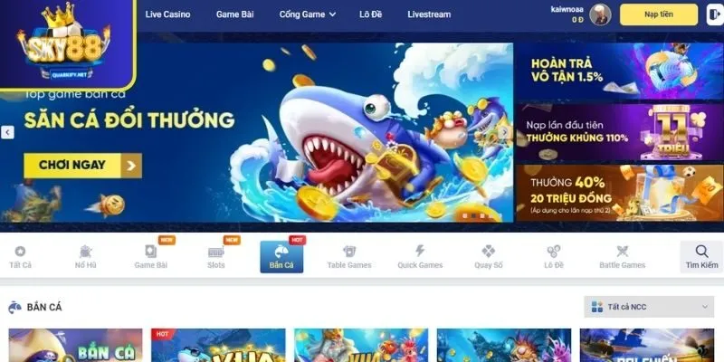 Khái quát vài nét về sảnh game bắn cá tại SKY88