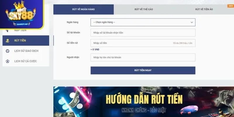 Một số điều kiện cơ bản khi rút tiền SKY88 cần thực hiện